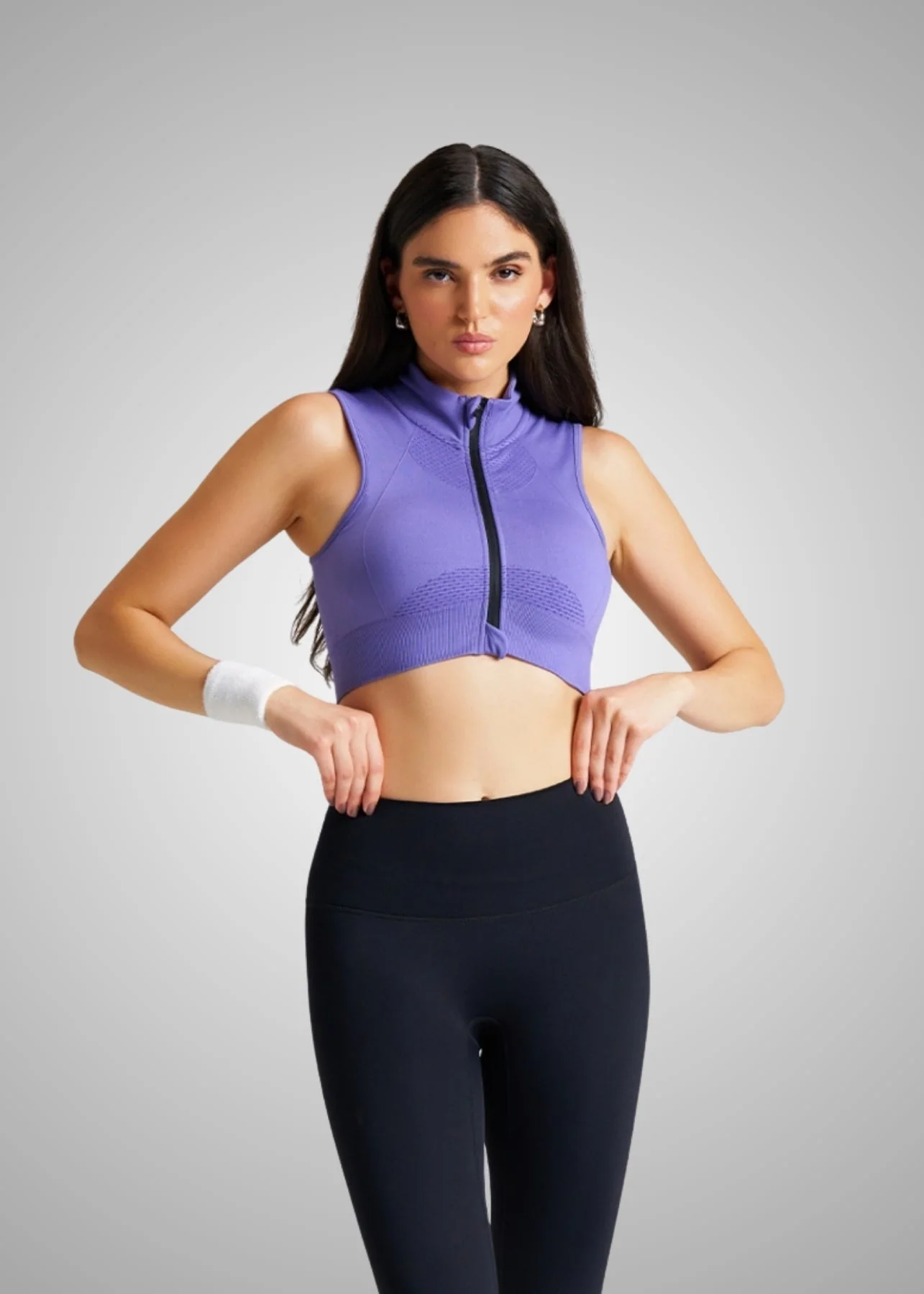 Women Seamless Zip Bra - Electric Violet