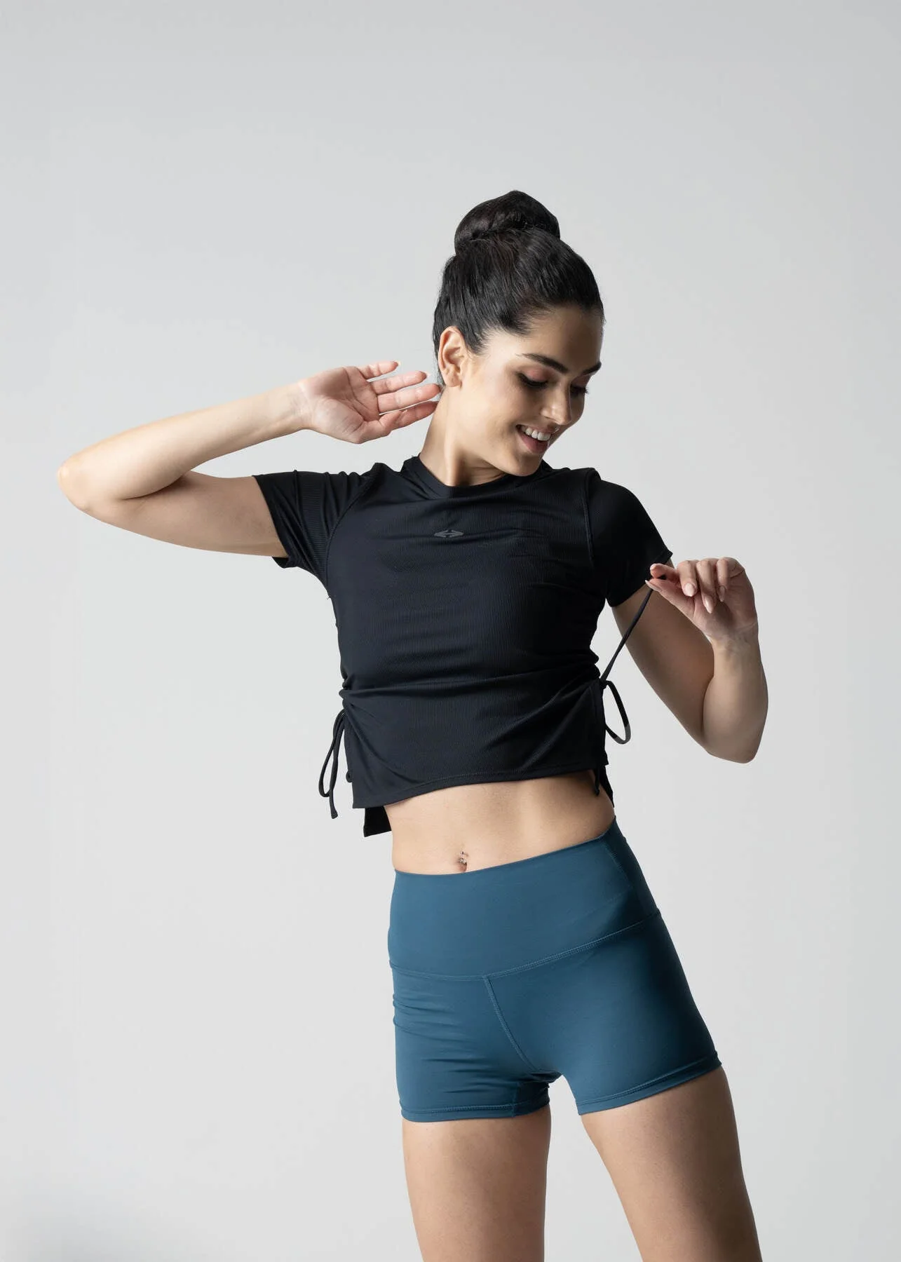 Women Side Tie Crop Top - Black - Image 6