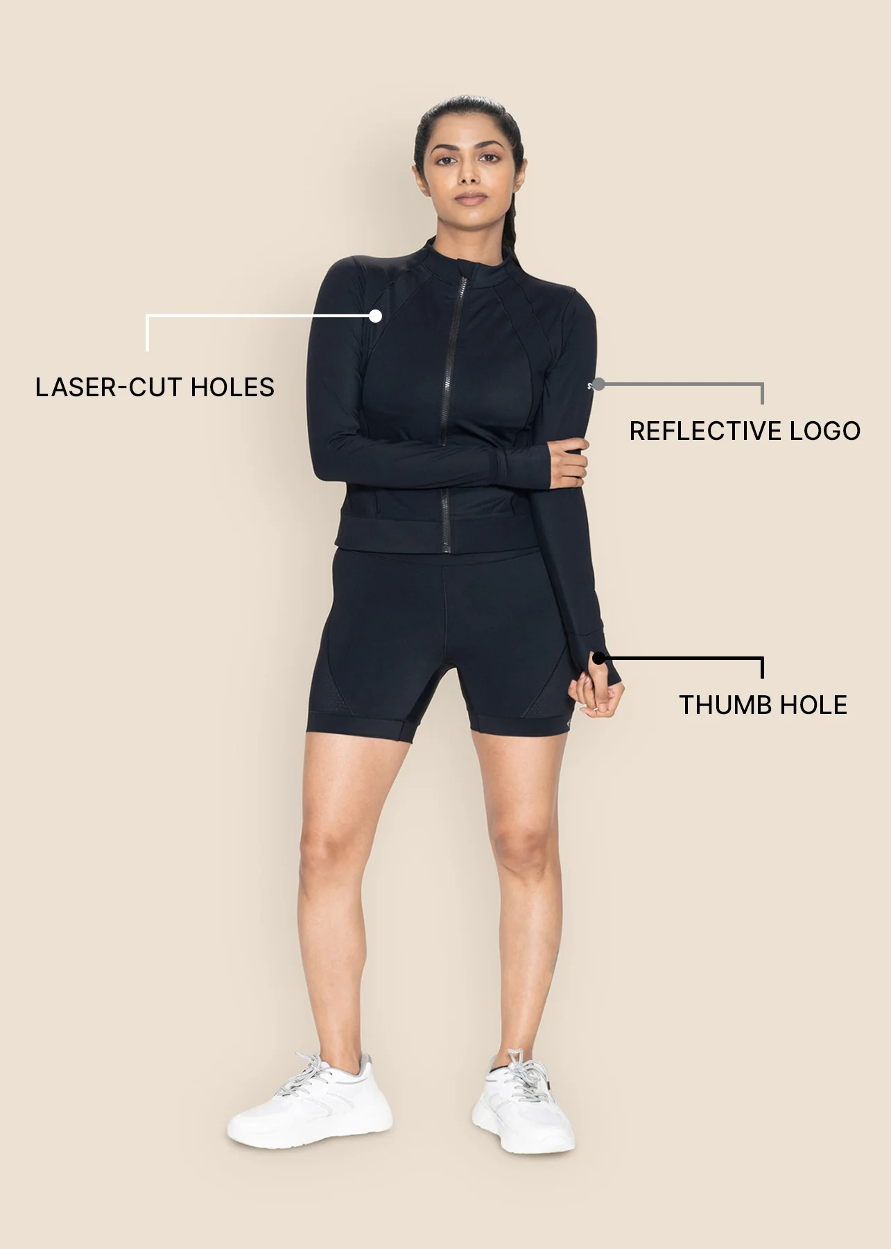 Women Sleek Zip Jacket - Black - Image 3