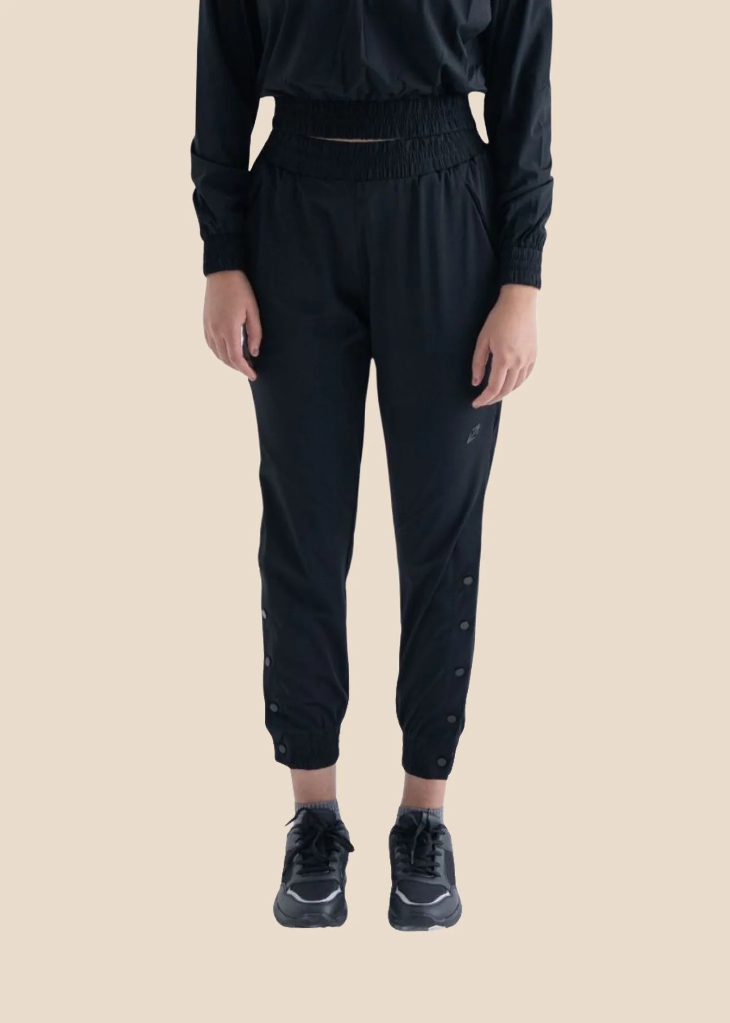 Play Core Snap Botton Track Pants - Black