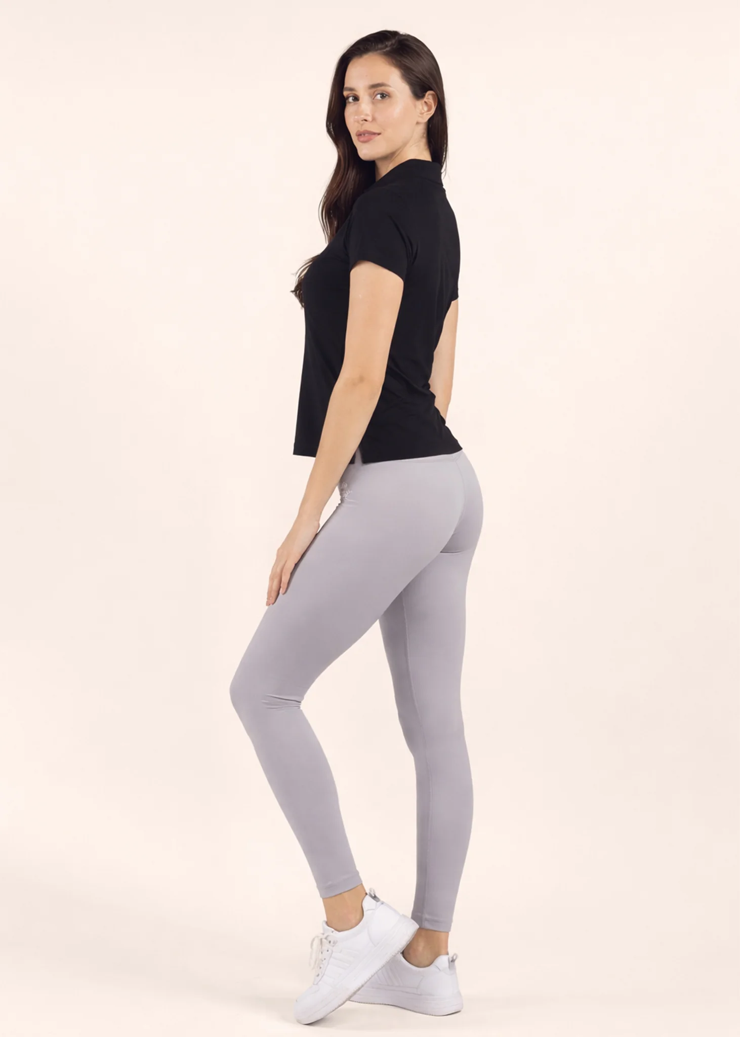 Women Sporty Textured Polo Top - Black - Image 4