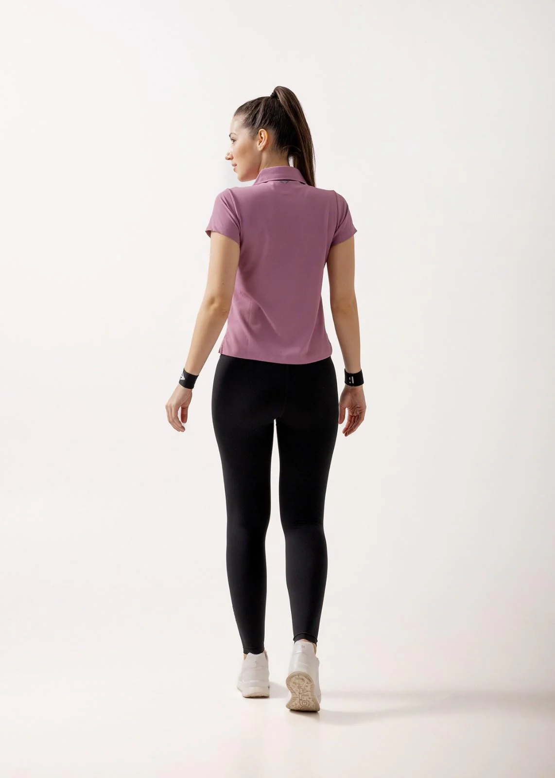 Women Sporty Textured Polo Top - Blush Pink - Image 4