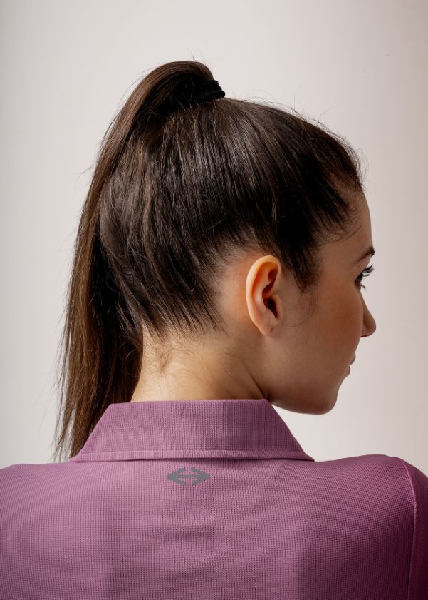 Women Sporty Textured Polo Top - Blush Pink - Image 6