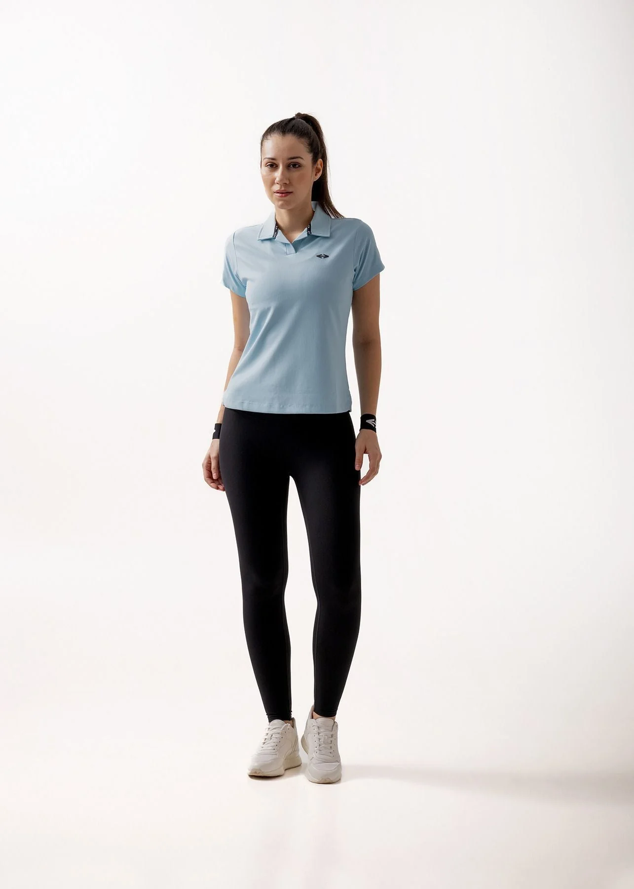Women Sporty Textured Polo Top - Sky Blue - Image 6