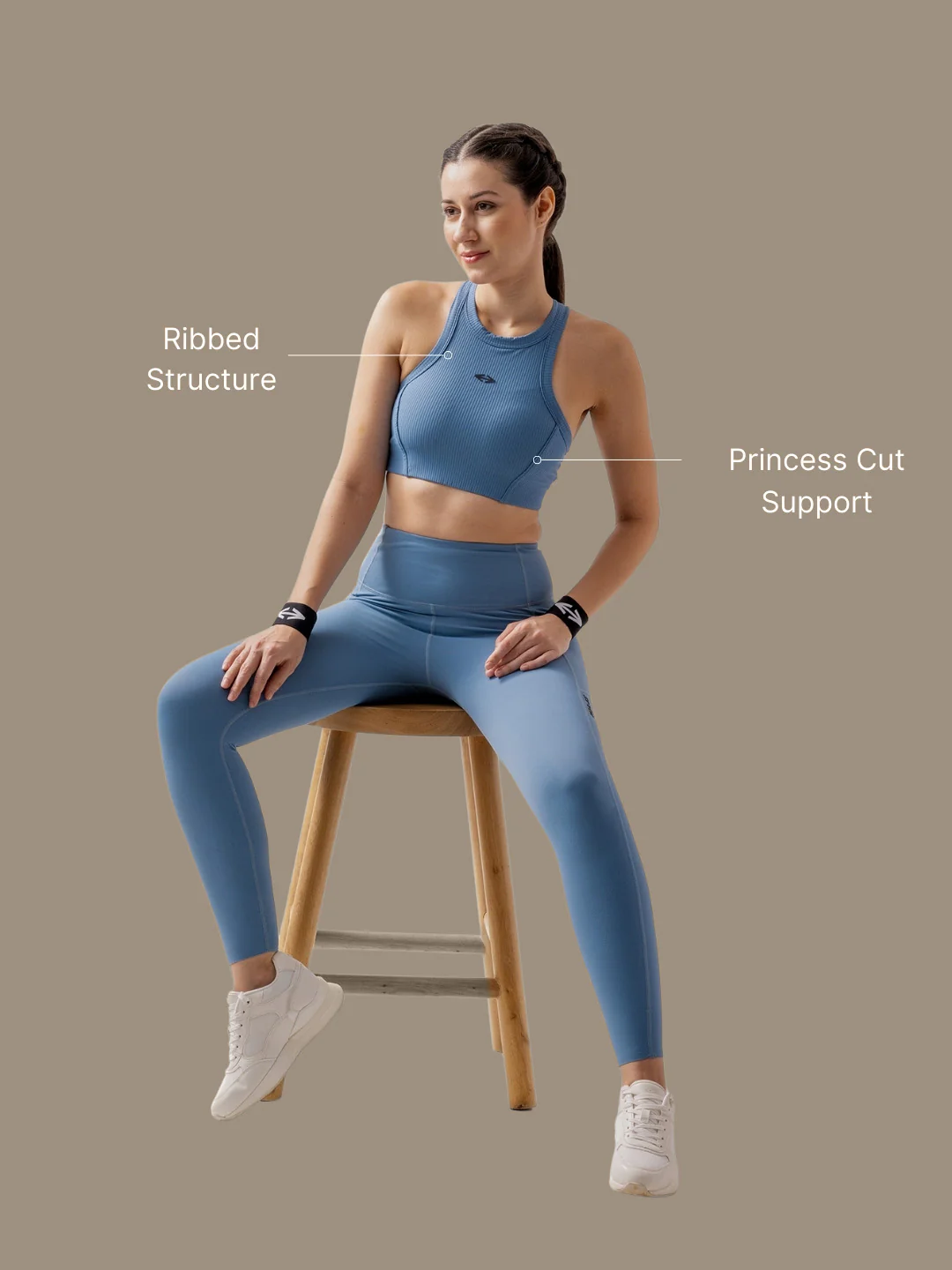 Ribbed T-back sports bra - Glacier Lake - Image 3