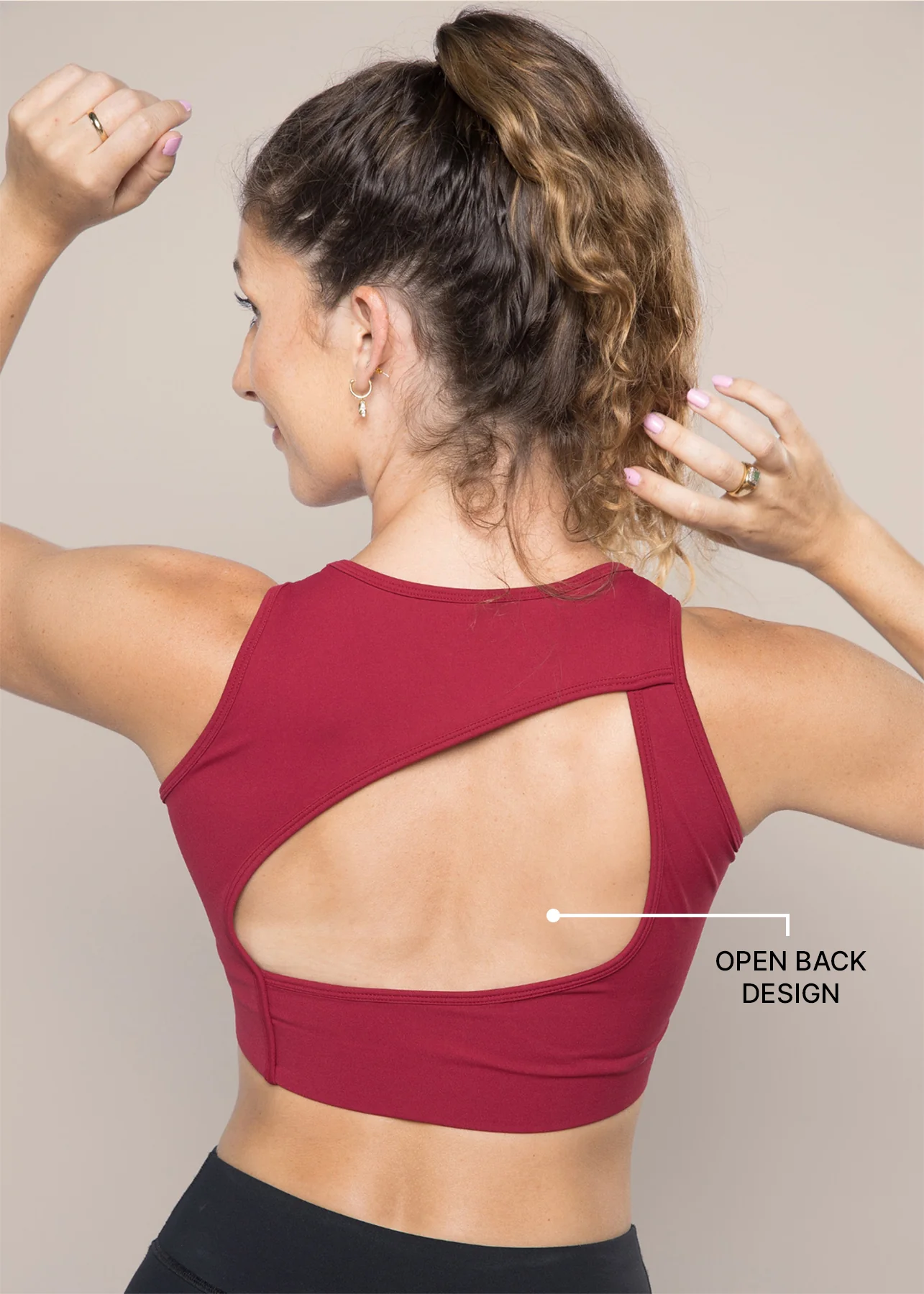 Women Stylish Open Back Bra Maroon - Image 2