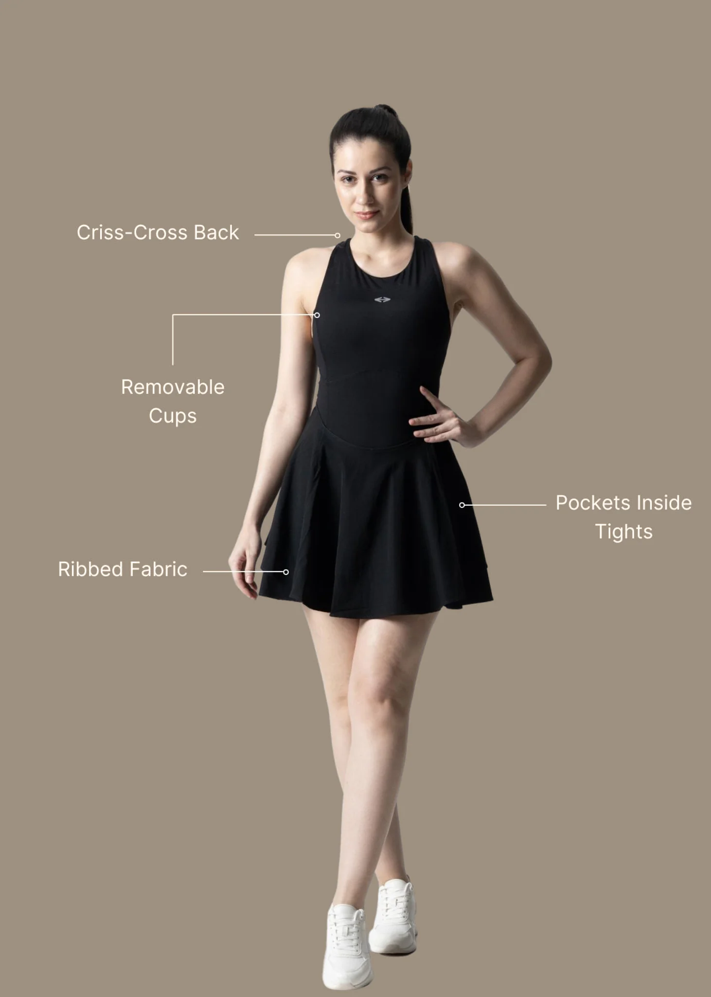 SrtchFlex Tennis Dress - Black - Image 3