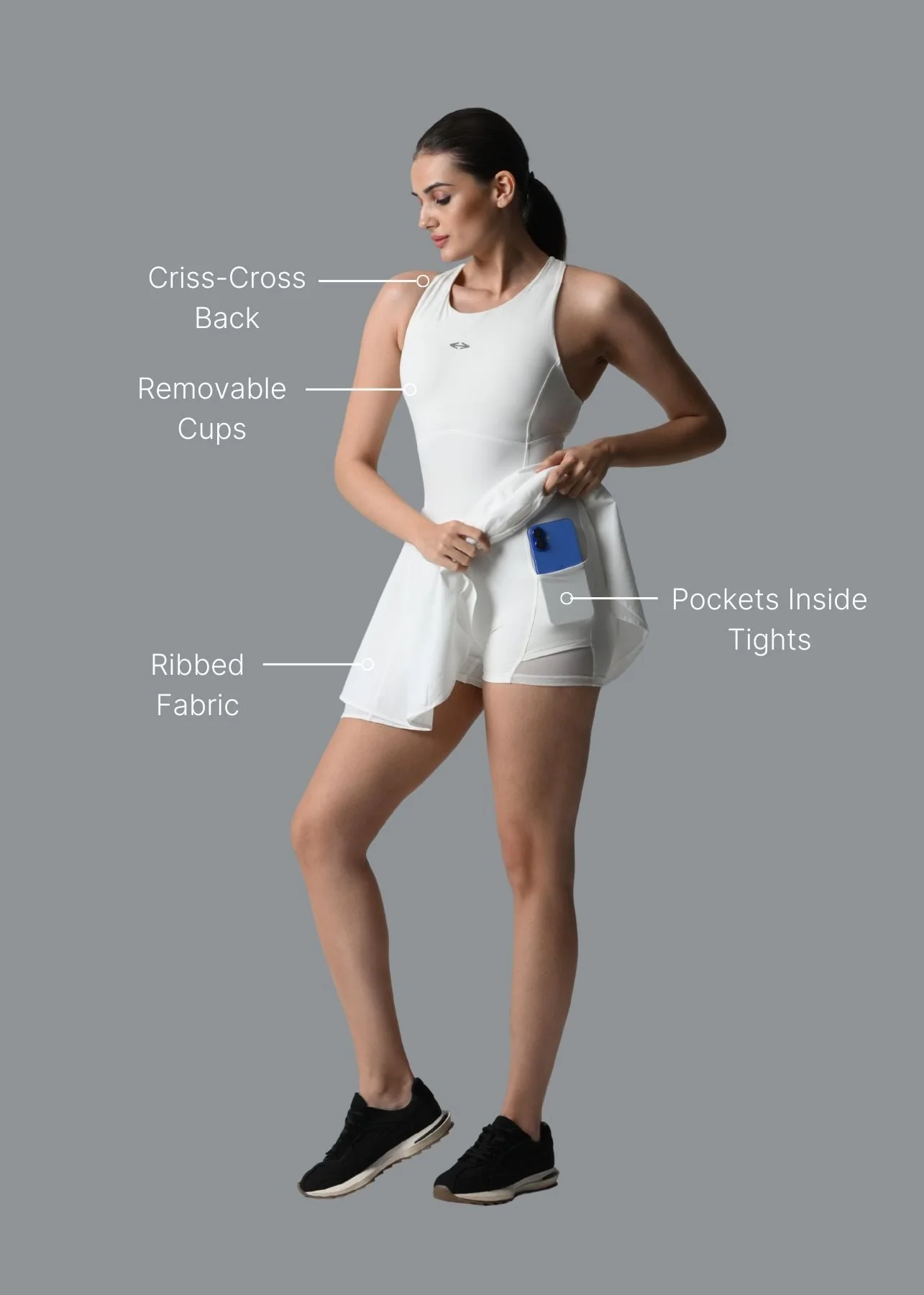 SrtchFlex Tennis Dress - White - Image 3