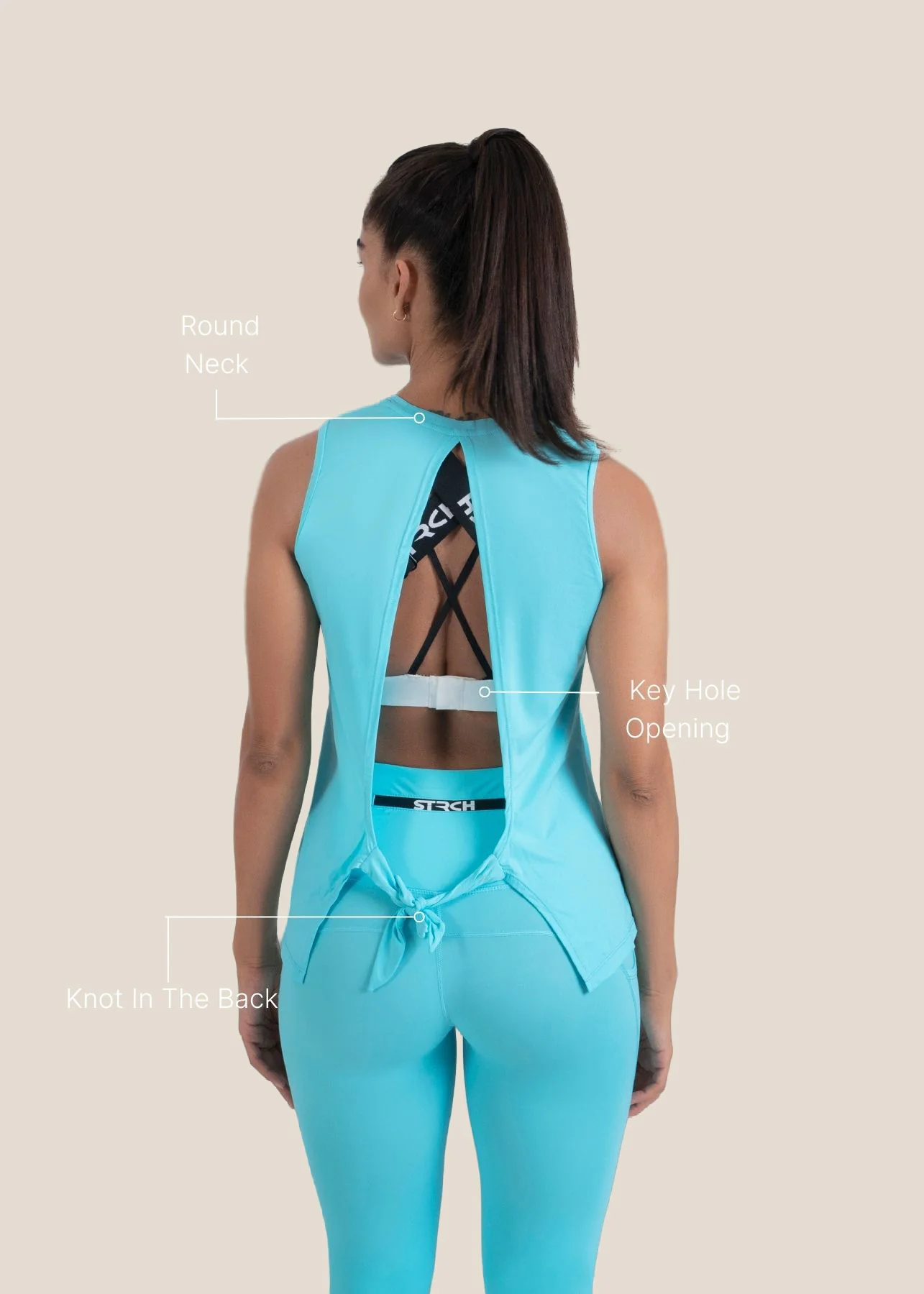 Strch Flex Tie-Back Tank - Blue - Image 4