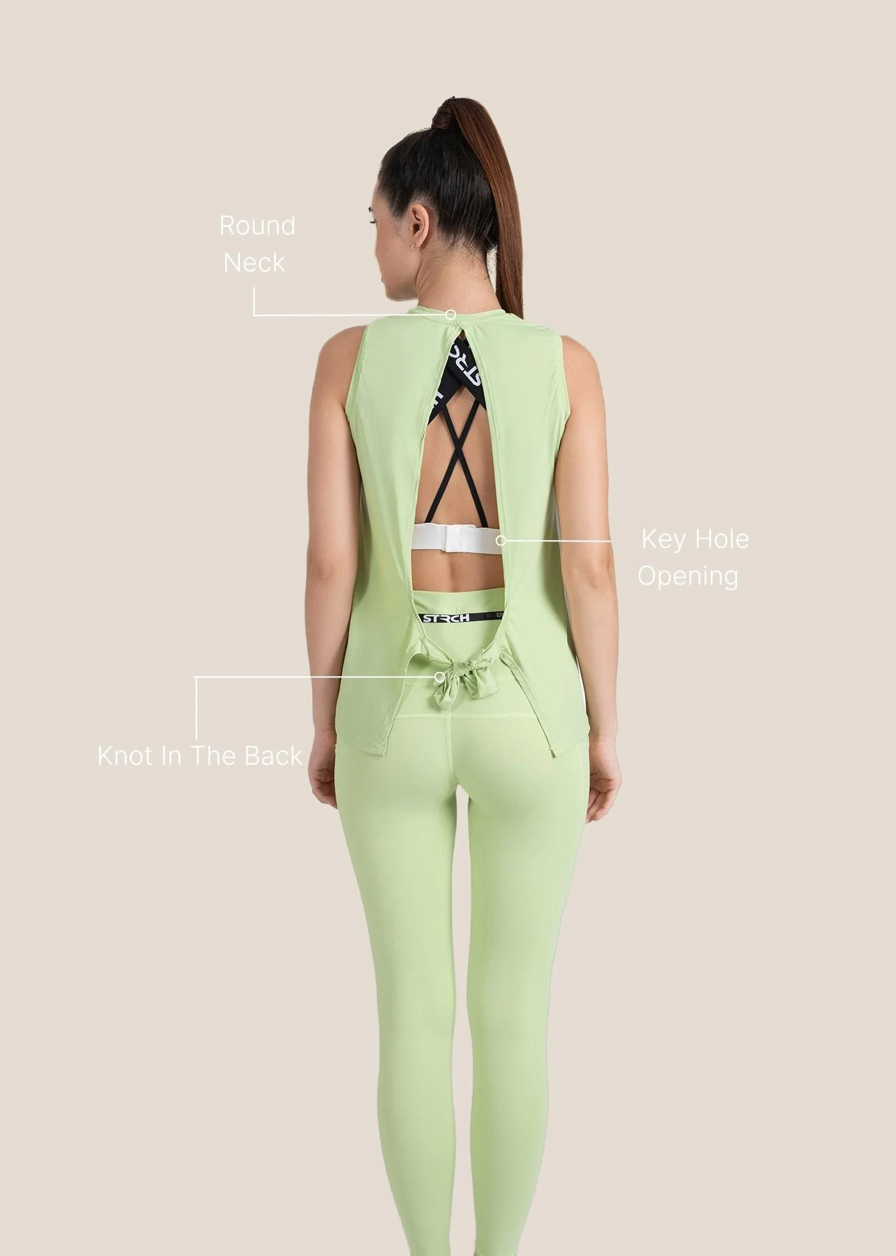 Strch Flex Tie-Back Tank - Green - Image 3