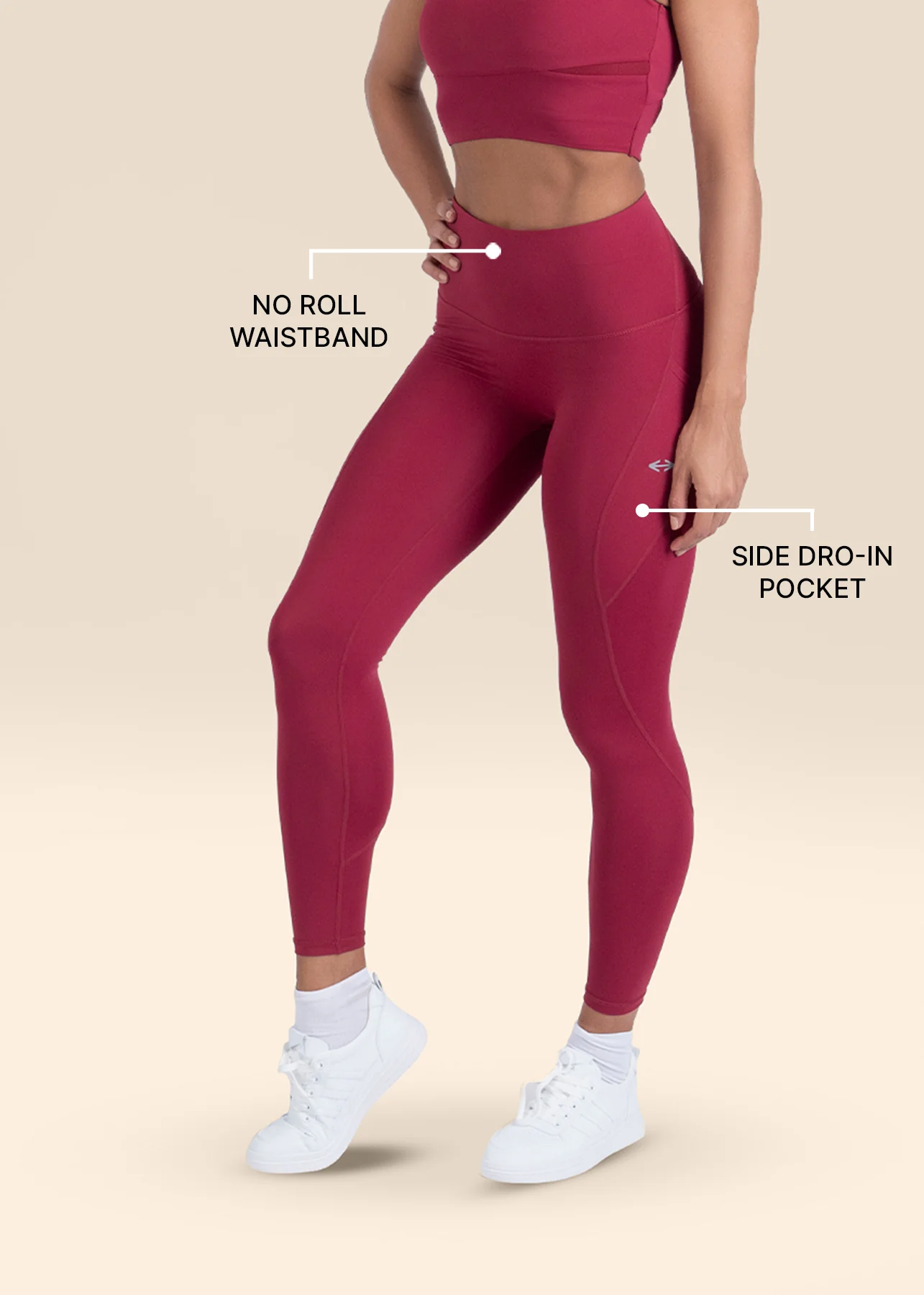 StrchFlex Training Leggings - Maroon - Image 3