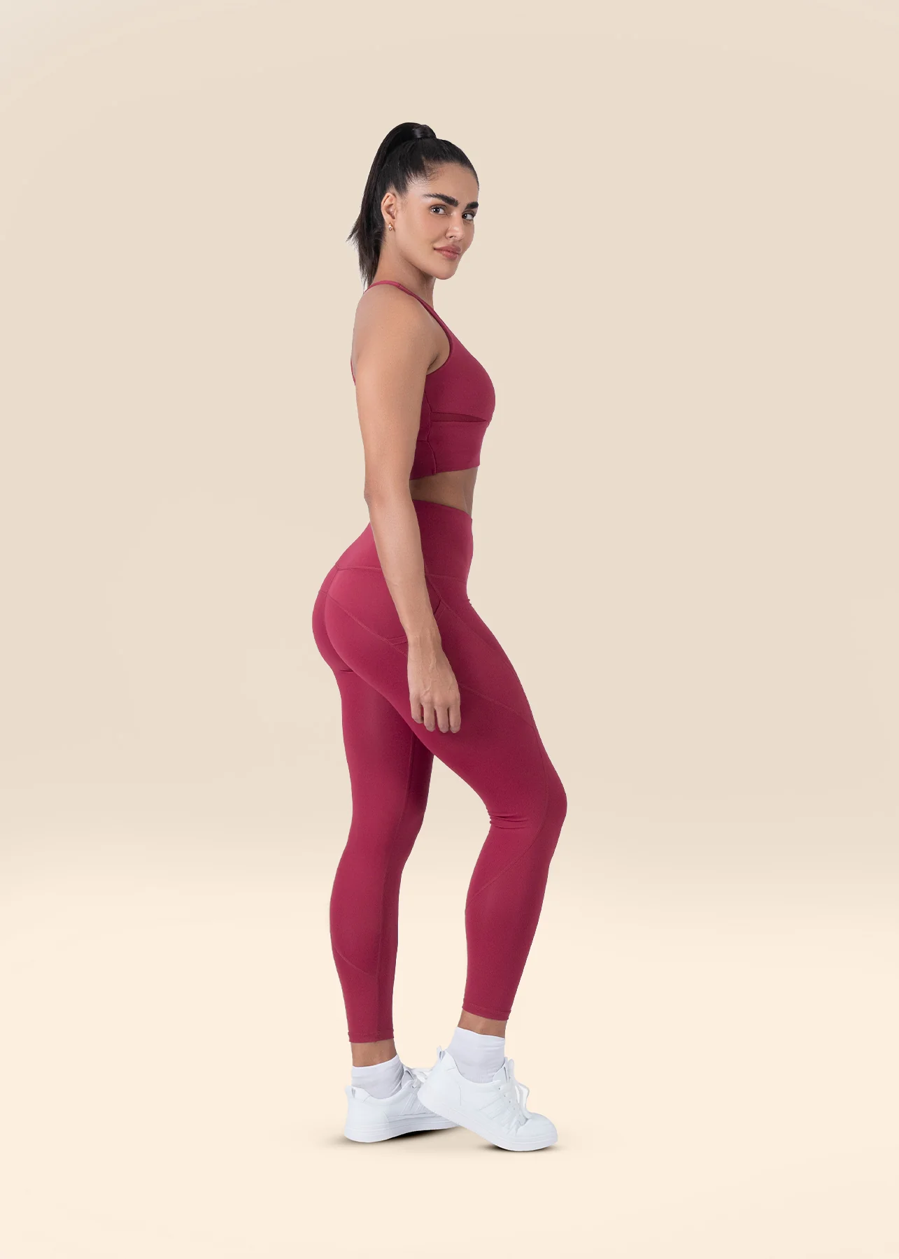 StrchFlex Training Leggings - Maroon - Image 4