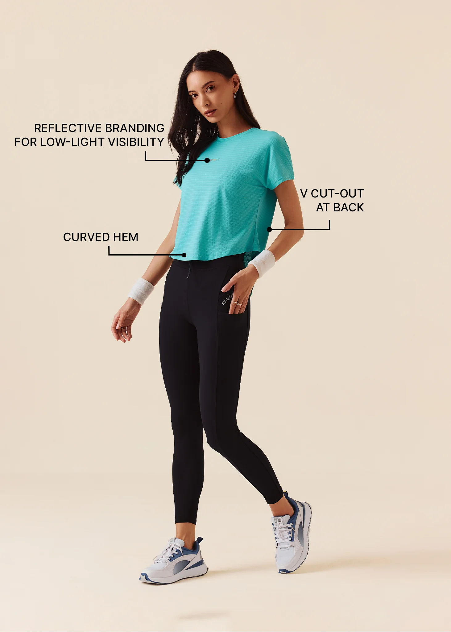 Women V-Back Tie Top - Turquoise - Image 2