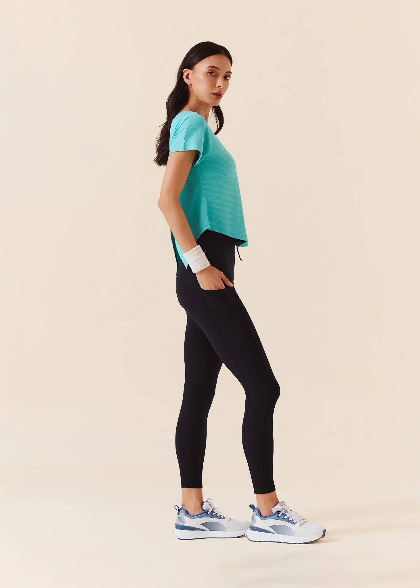 Women V-Back Tie Top - Turquoise - Image 4