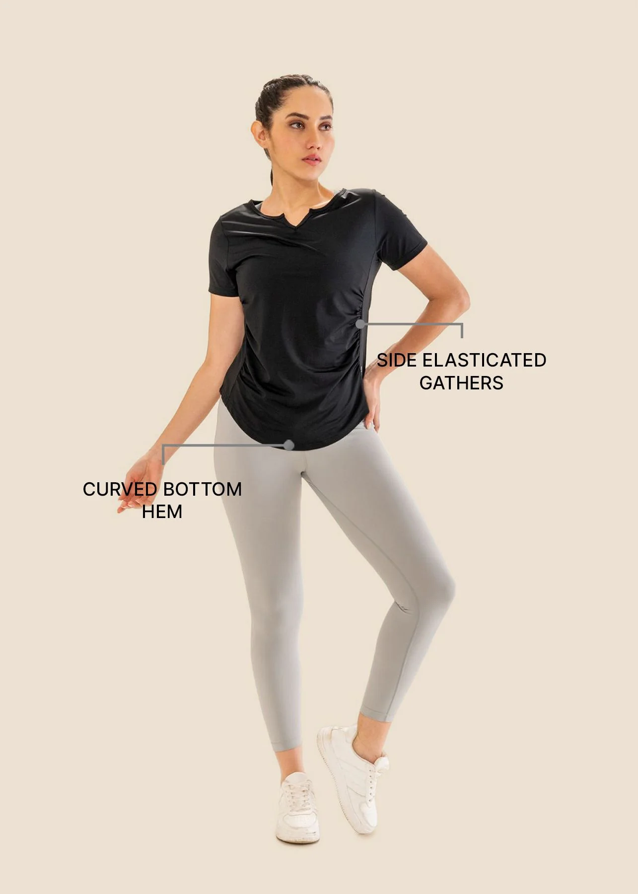 V Neck Active Tee - Black - Image 3