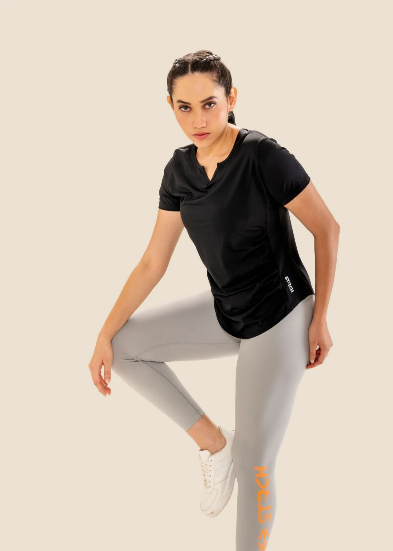 V Neck Active Tee - Black - Image 7