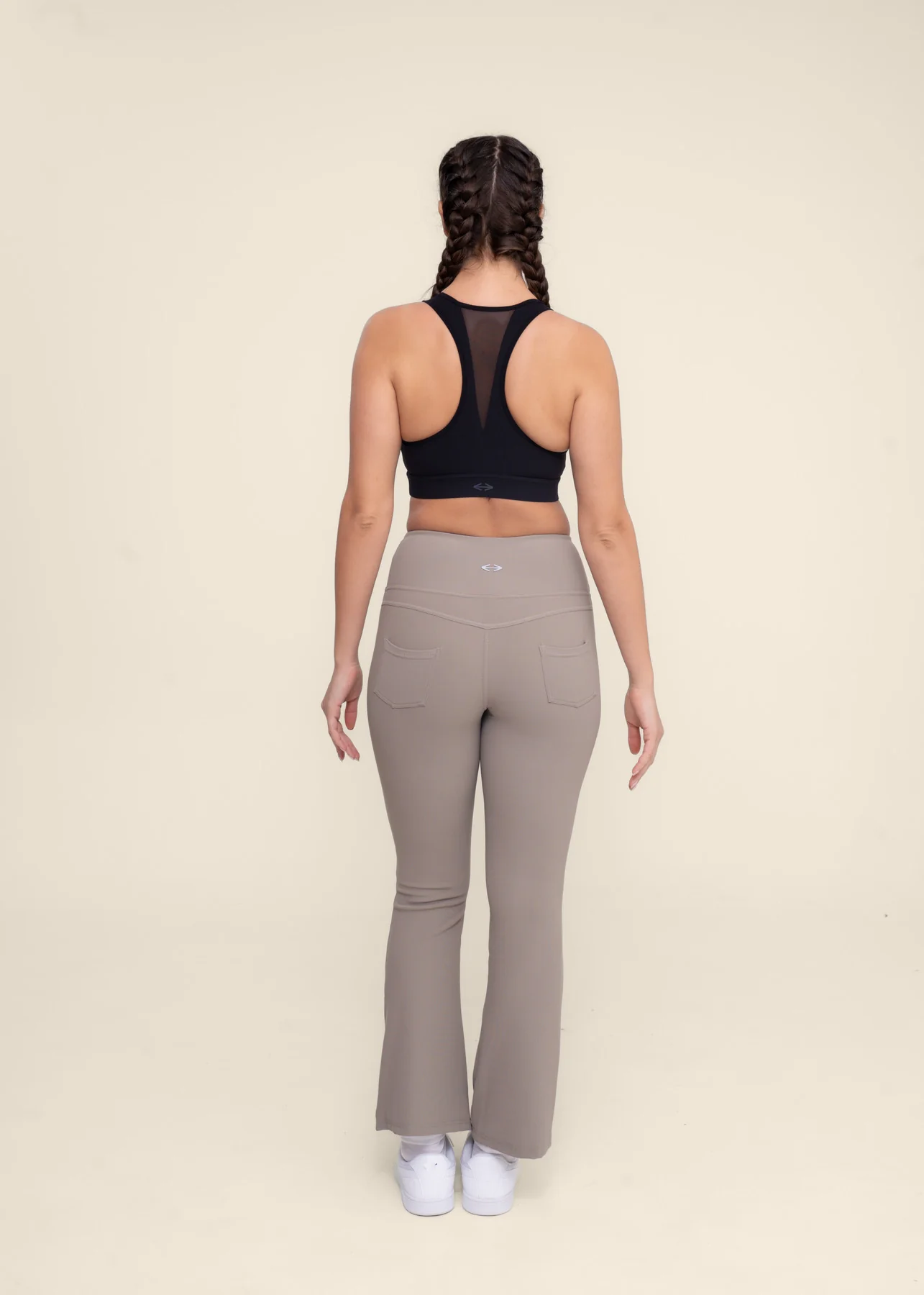 Women Workout Flare Pant - Beige - Image 5