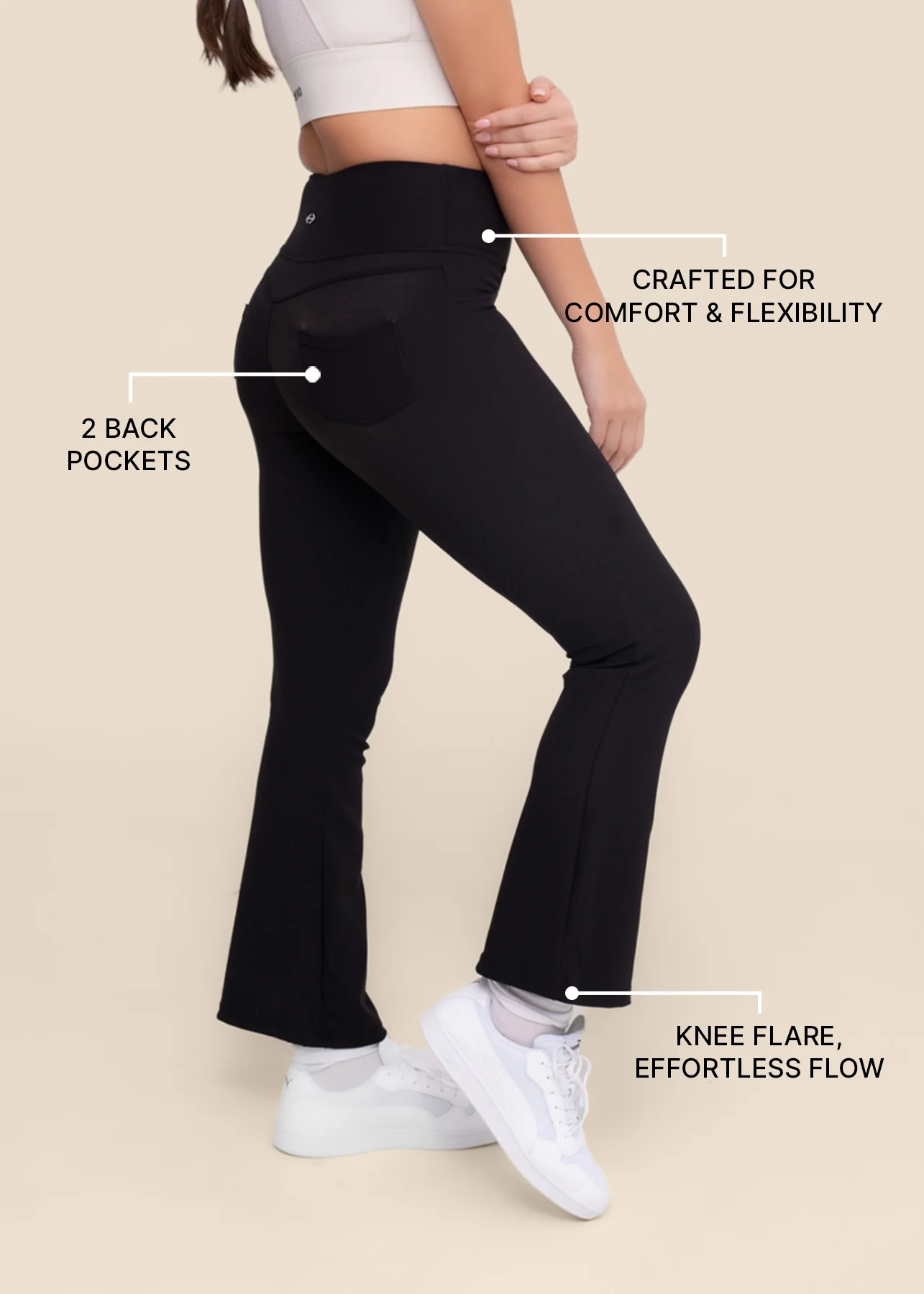 Women Workout Flare Pant - Black - Image 3