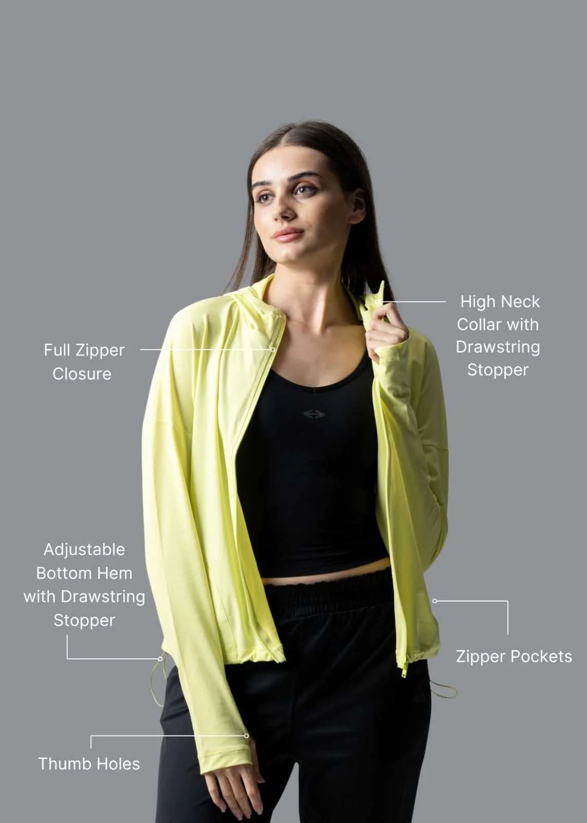 Women Workout Jacket - Neon Yellow - Image 2
