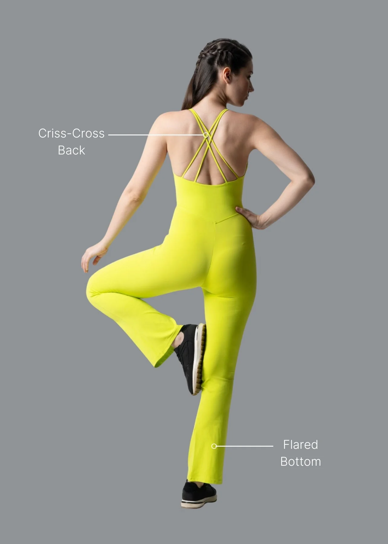 Women Workout Jumpsuit - Neon Green - Image 2