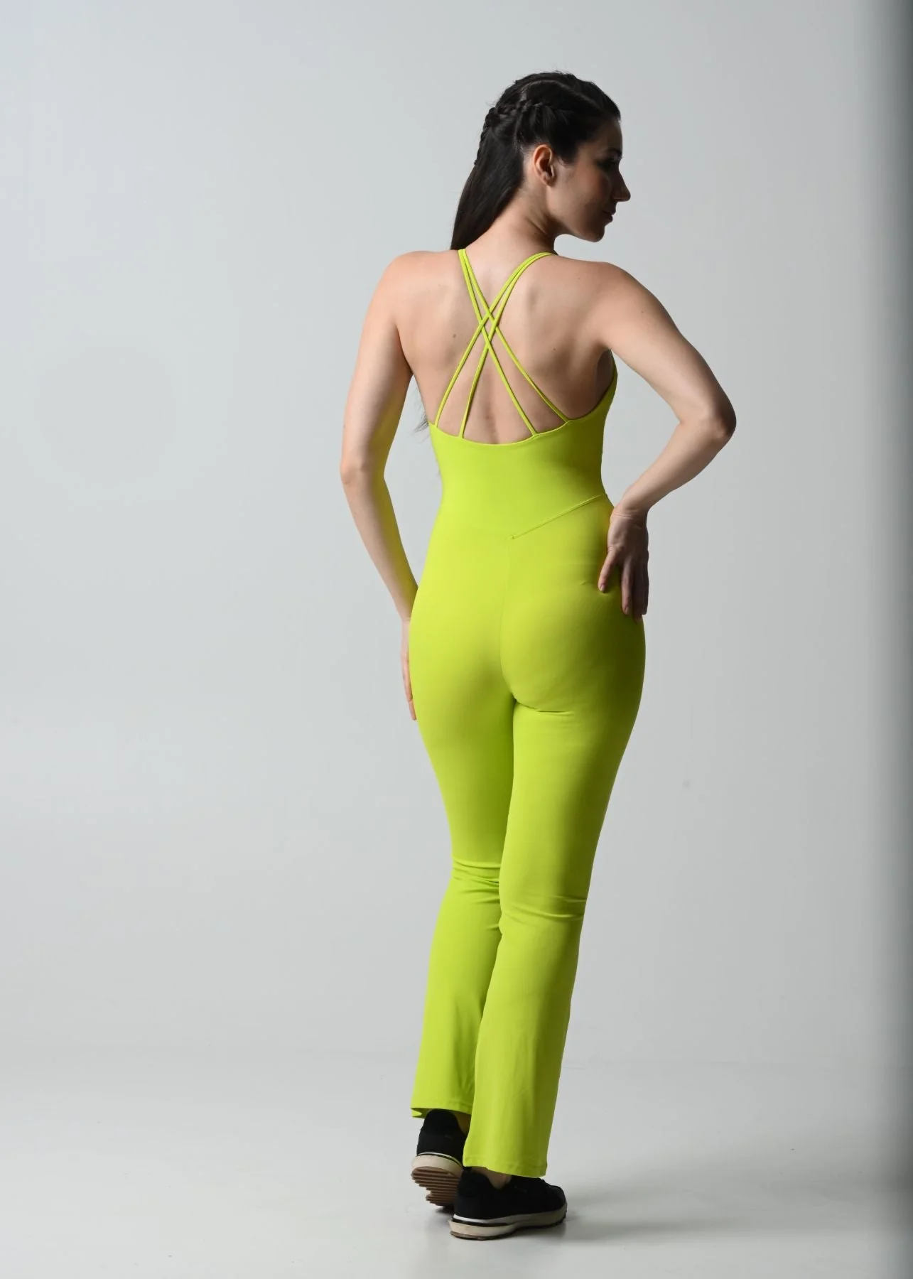 Women Workout Jumpsuit - Neon Green - Image 3