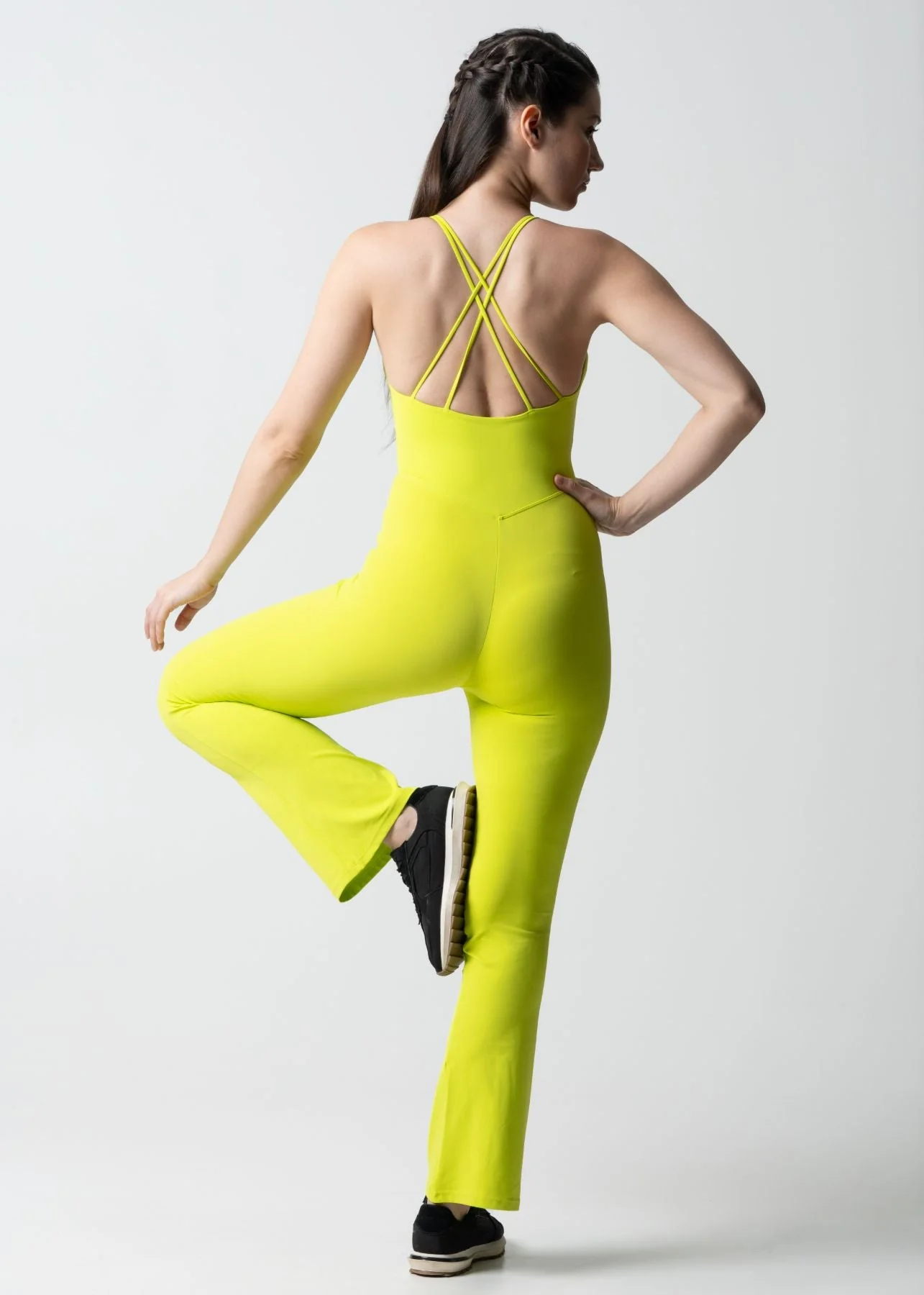 Women Workout Jumpsuit - Neon Green - Image 5