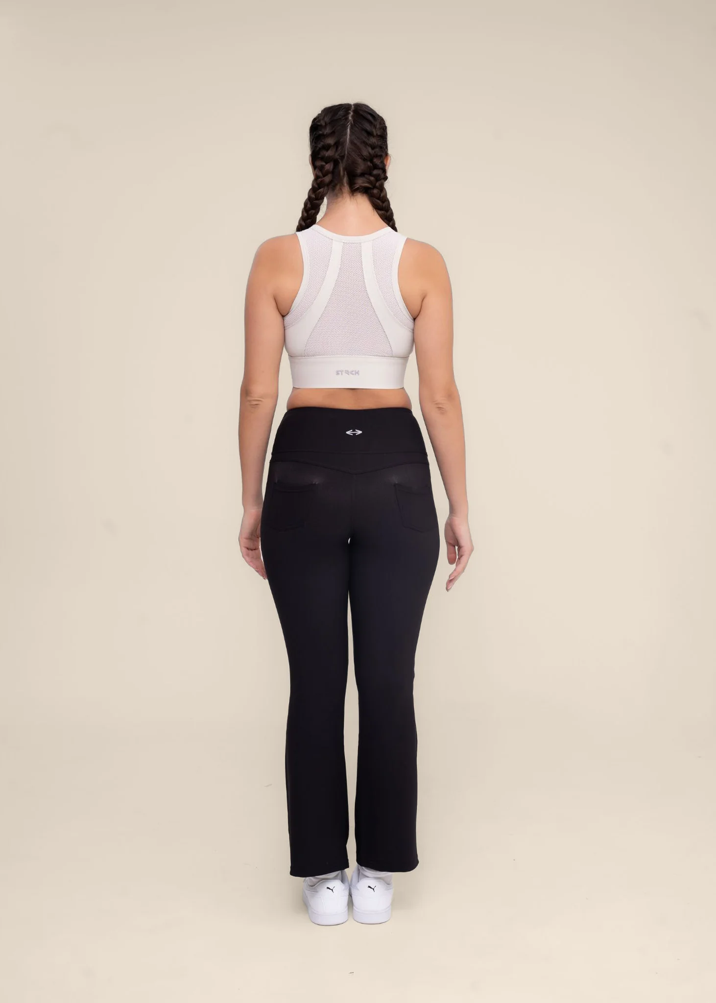 High Impact Zip closure Sports Bra - Cream - Image 4