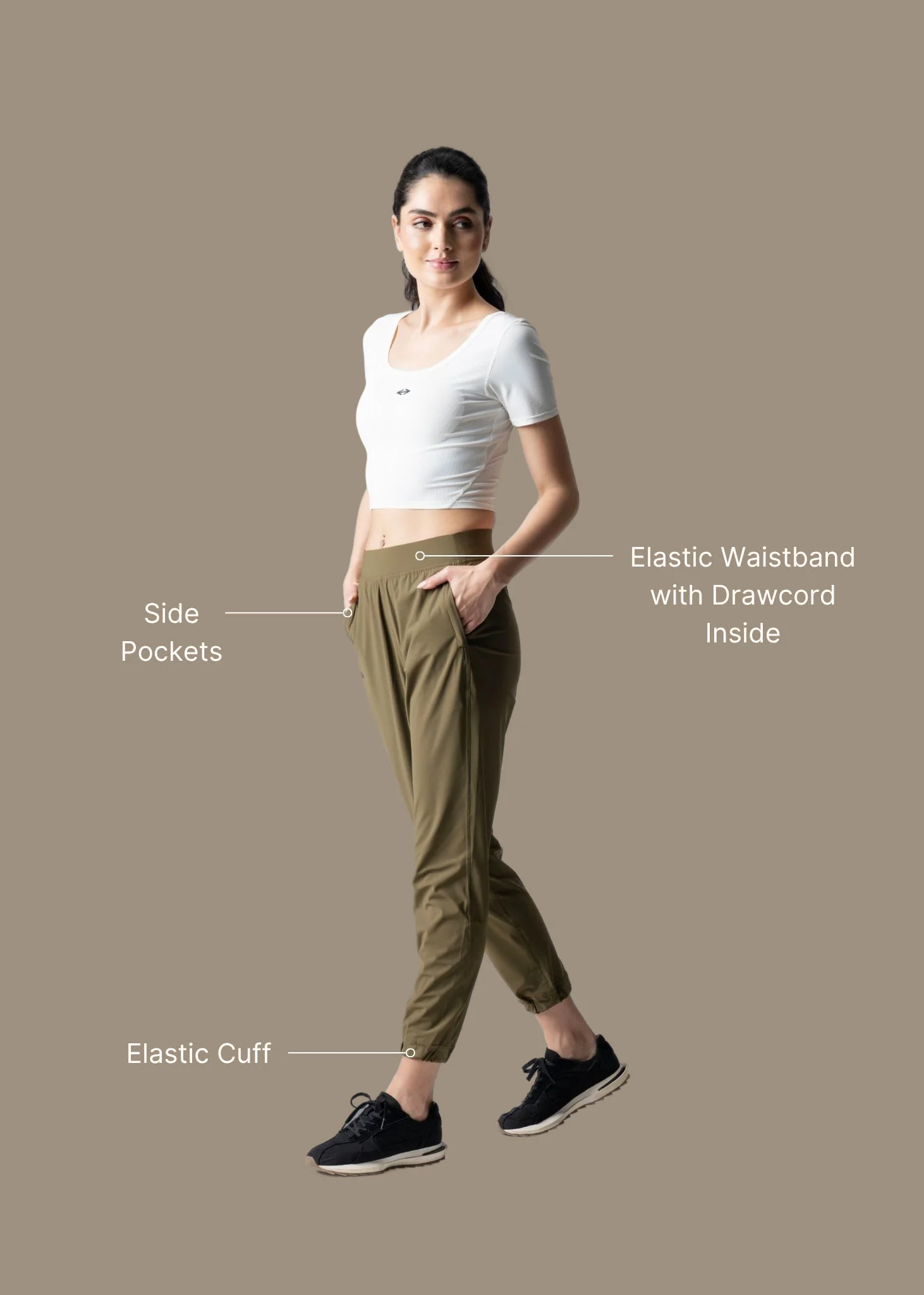 Women Workout Track Pants - Olive - Image 3