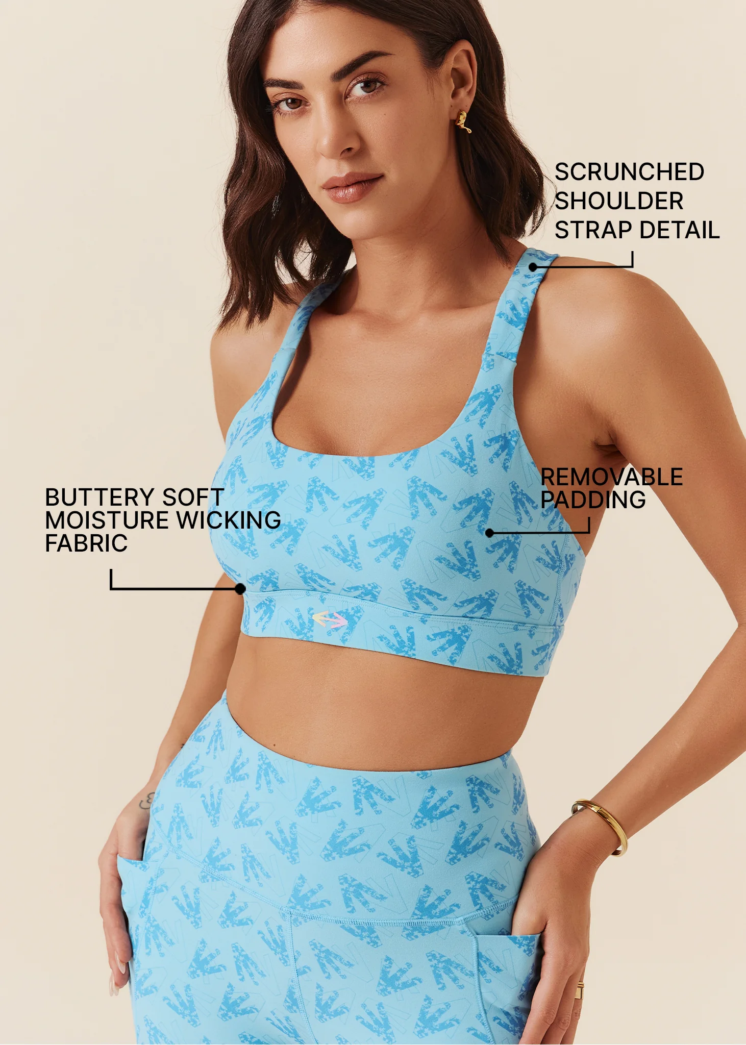 Women Y-Back Sports Bra - Milky Blue - Image 3