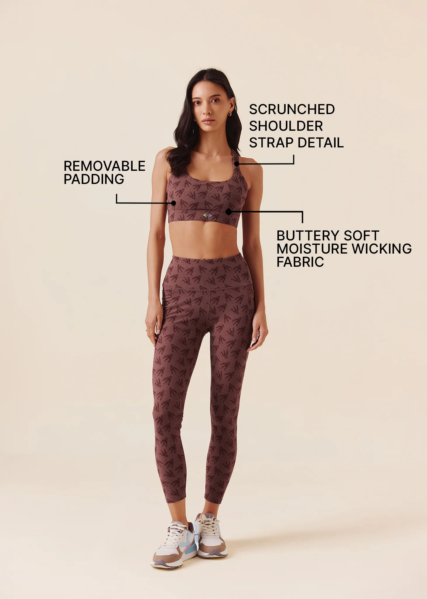 Women Y-Back Sports Bra - Raisin Brown - Image 3