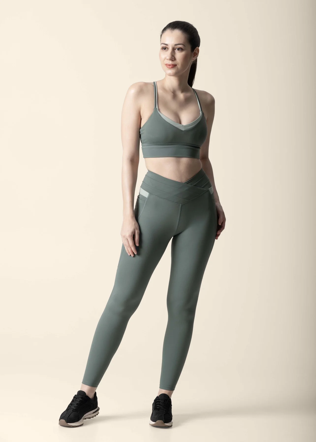 Double Up Power Leggings - Sage Green