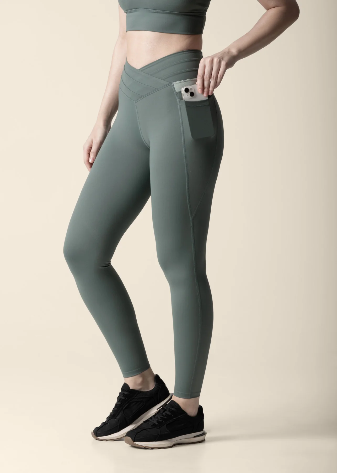 Double Up Power Leggings - Sage Green - Image 5
