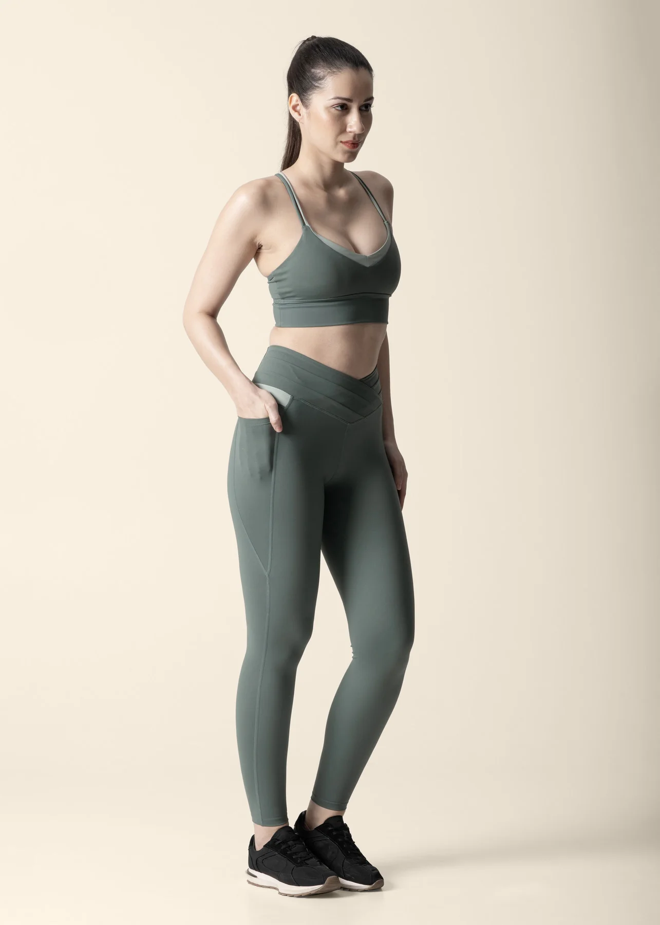 Double Up Power Leggings - Sage Green - Image 7