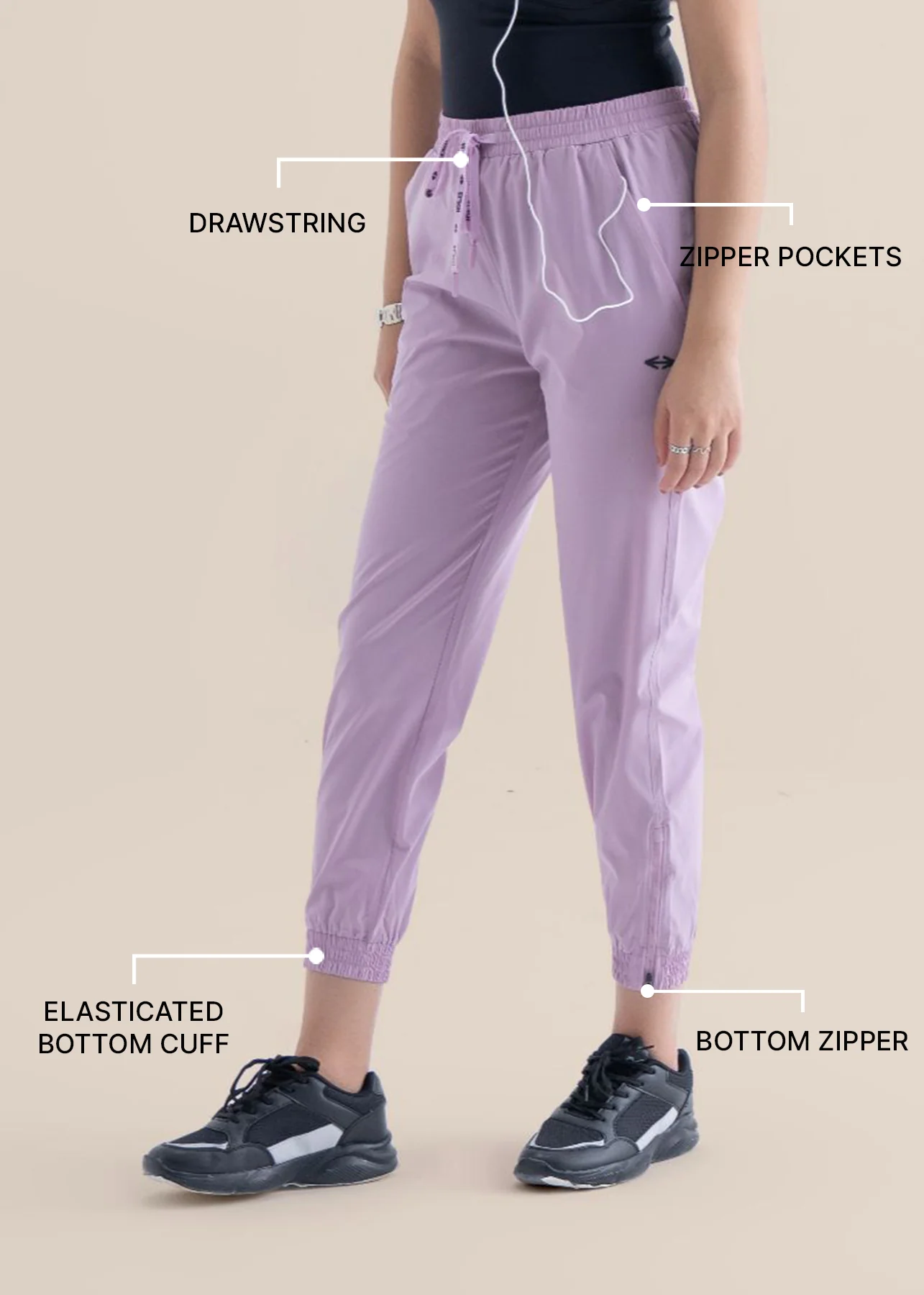 Women Zipper Pocket Pants - Lavender - Image 3
