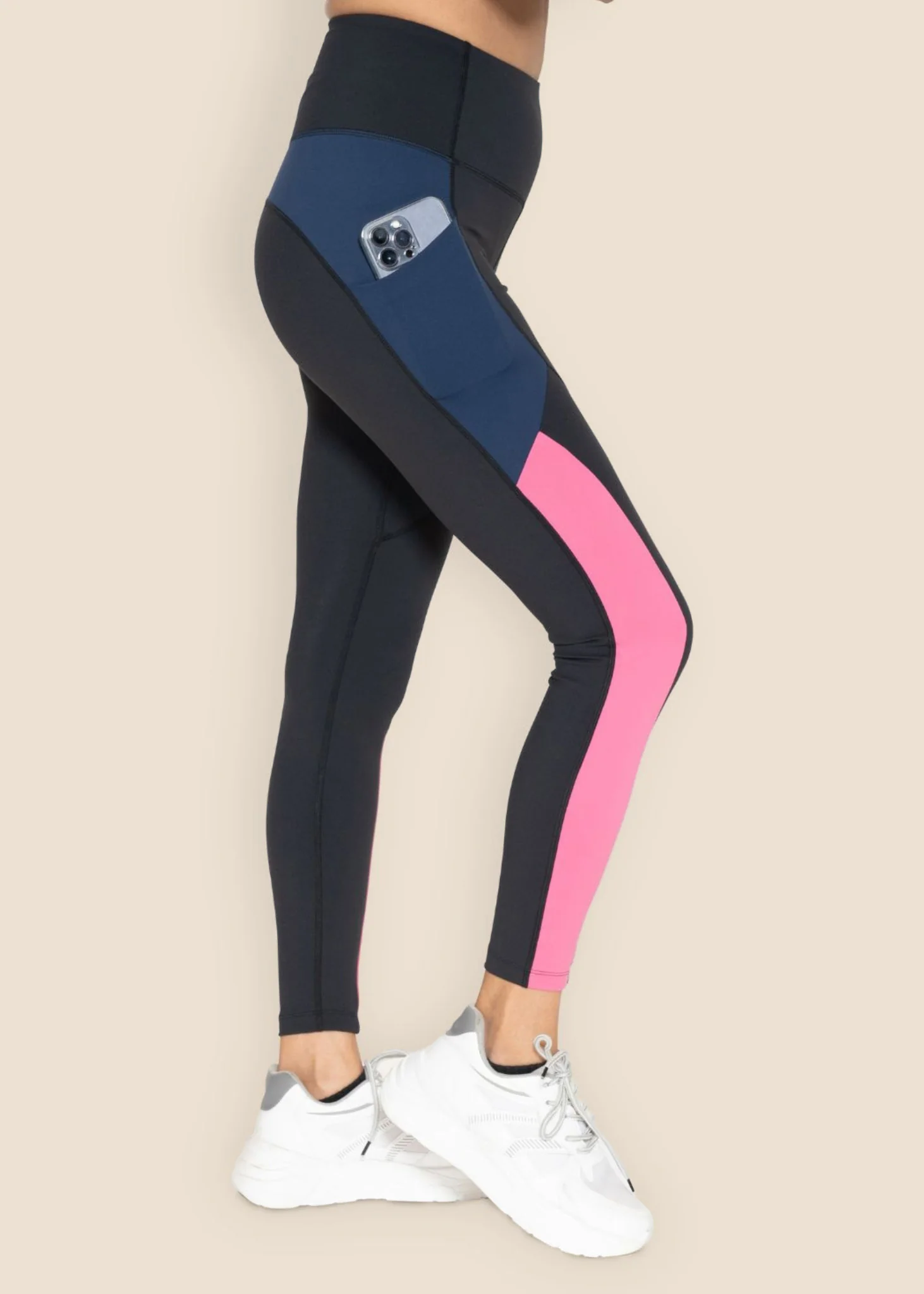 Women Color Block Leggings - Black - Image 4