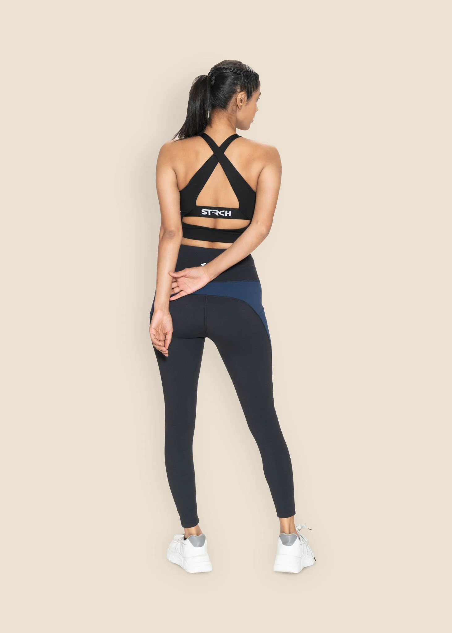 Women Color Block Leggings - Black - Image 7