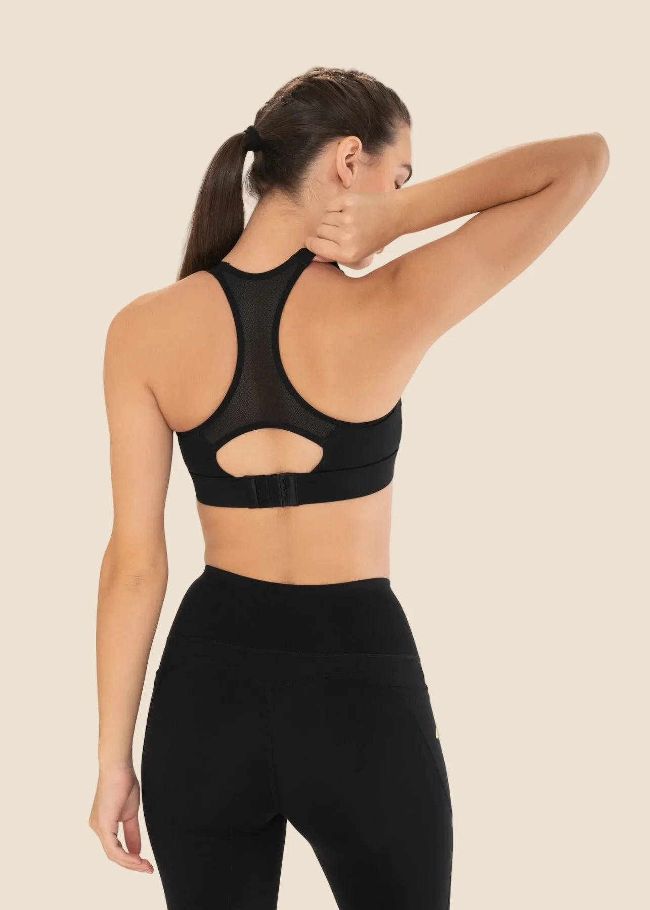 Women Adjustable Strap Gym Bra - Powder Black - Image 7