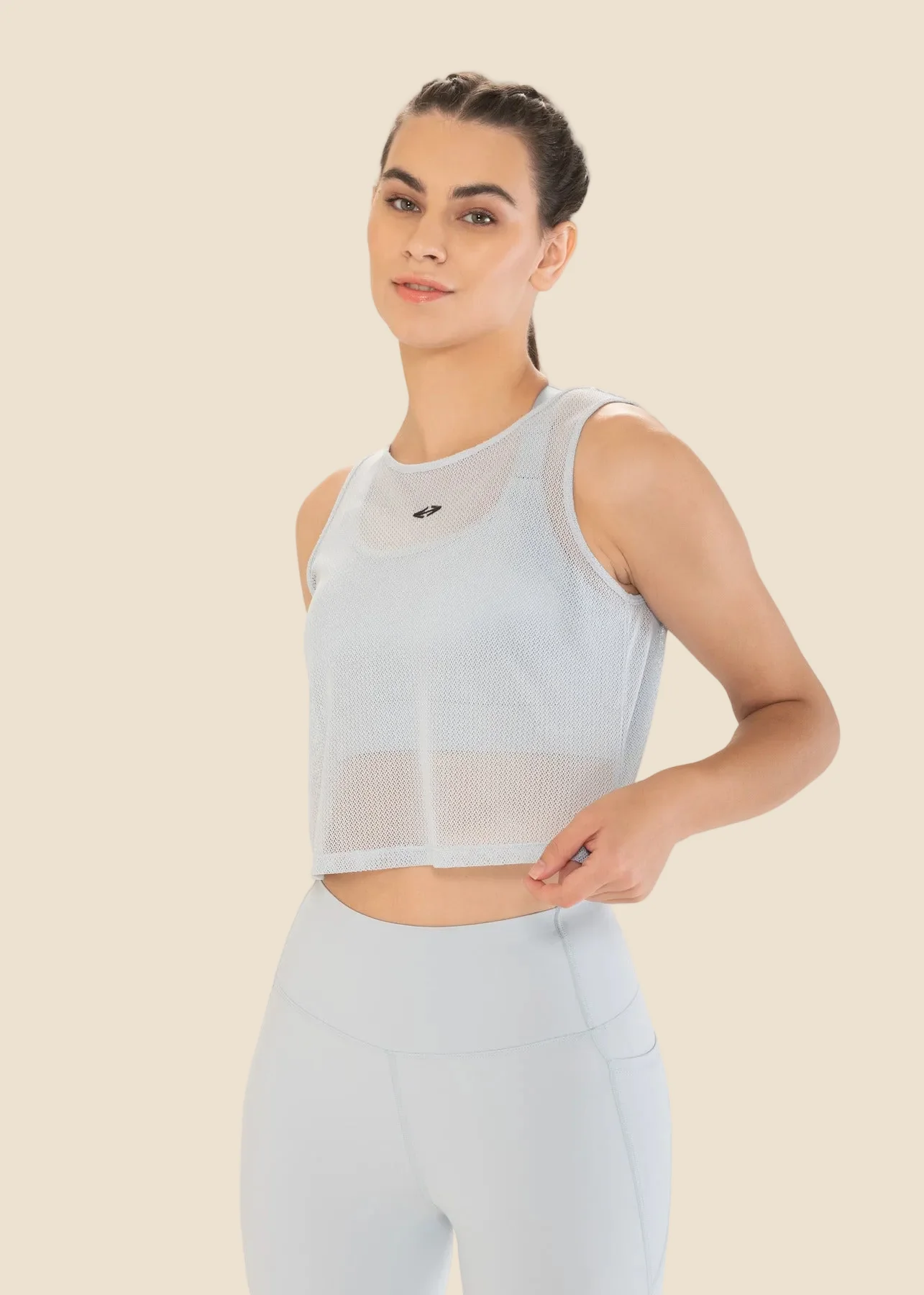 Women Adjustable Strap Gym Bra - Powder Blue - Image 6
